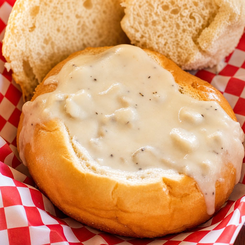 Sourdough Bread Bowl with Chowder.