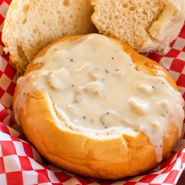 Sourdough Bread Bowl with Chowder.