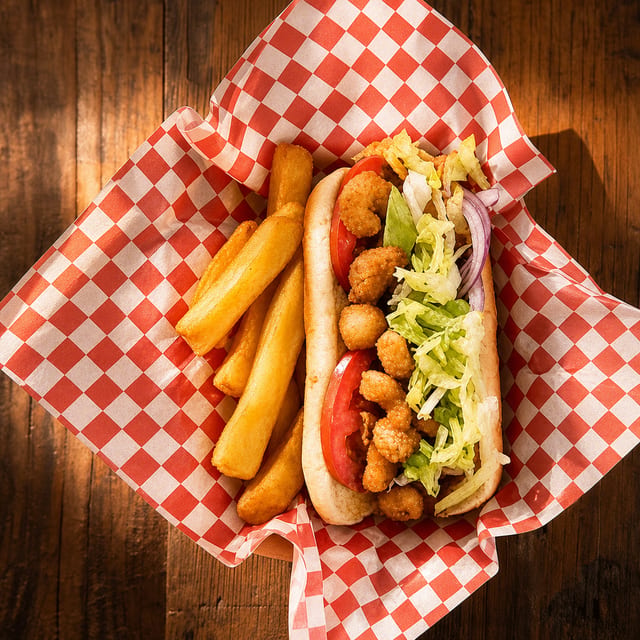 Po Boy Shrimp Sandwich.
