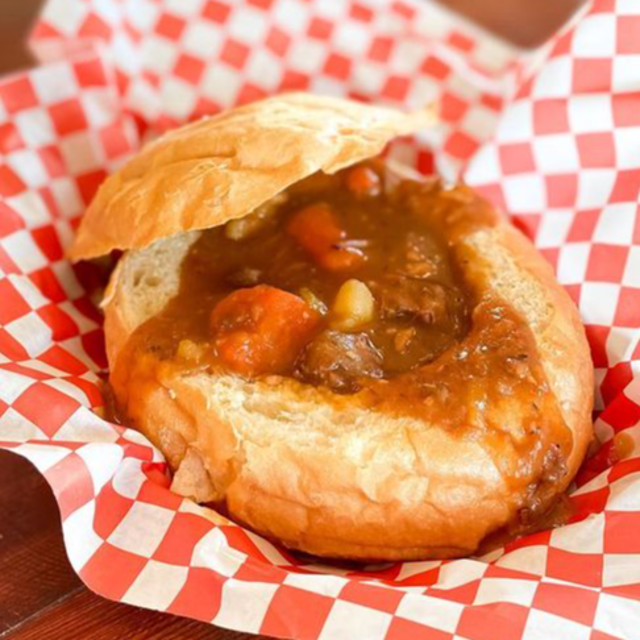 Guinness Beef Stew in Bread Bowl.